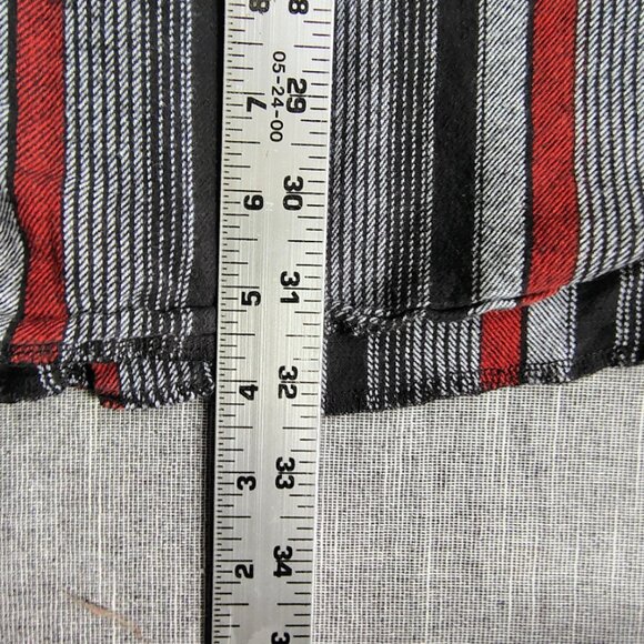 VINTAGE Wrangler Flannel Shirt Size XLT Red Black Striped Long Sleeve Pearl Snap - Picture 7 of 11